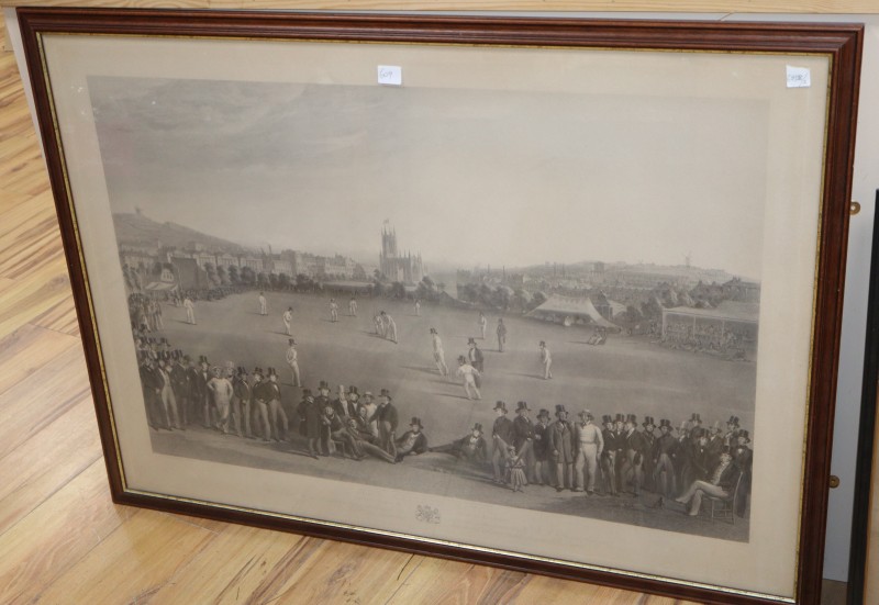 After George Henry Phillips, engraving, The Cricket Match, between Sussex and Kent, at Brighton, Published 1st May 1849 by E